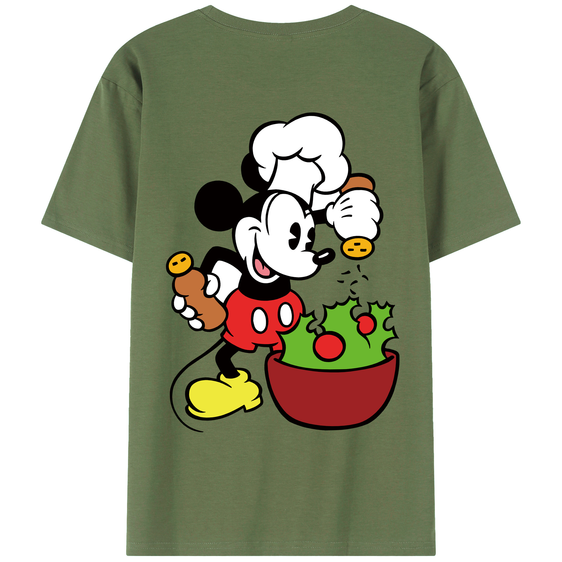 ミッキーマウス Mickey Mouse 綿100％ メンズ半袖Tシャツ（バックプリント） 通気性